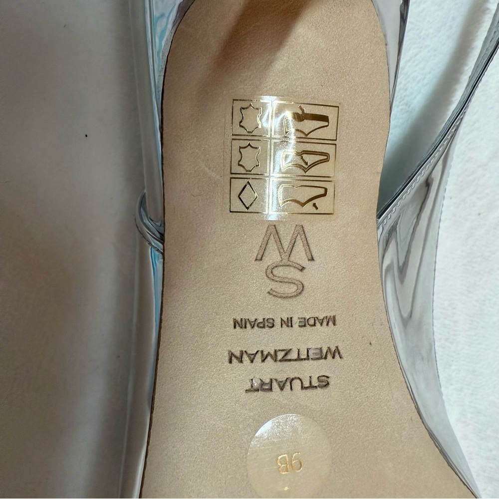 Stuart Weitzman Eva 50 Silver Slingback Heels - Picture 8 of 8